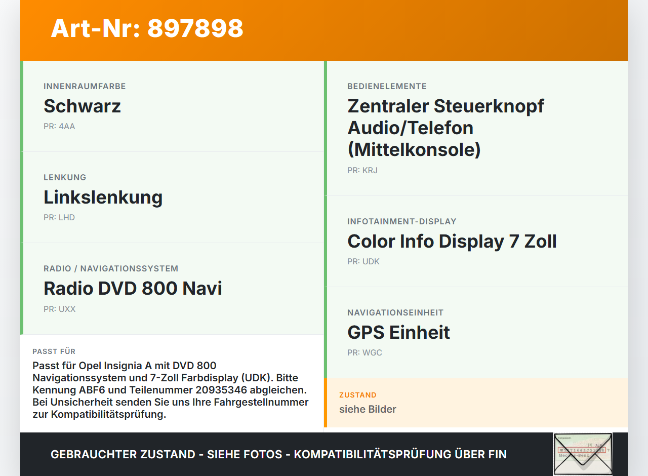 Opel Insignia A G09 08-13 Bildschirm Display Monitor ABF6 Opel Insignia A G09 08-13 15.12.2010 20935346 14799430... Vorschau 3