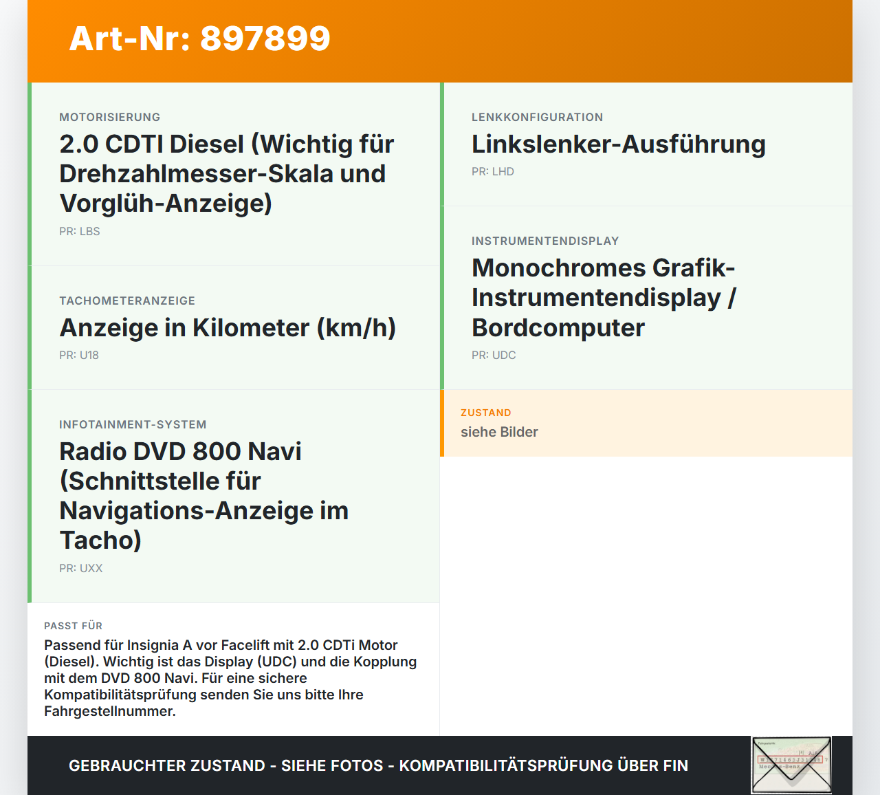 Opel Insignia A G09 08-13 CDTi 2,0 118KW Kombiinstrument Tacho Opel Insignia A G09 08-13 15.12.2010 20970764... Vorschau 3