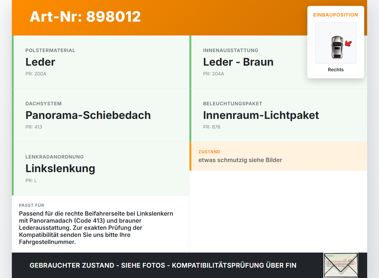 Mercedes R320 W251 06-10 Sonnenblende Rechts für Beifahrer Buckskin Braun Mercedes R320 W251 06-10 17.02.2006... Vorschau 3