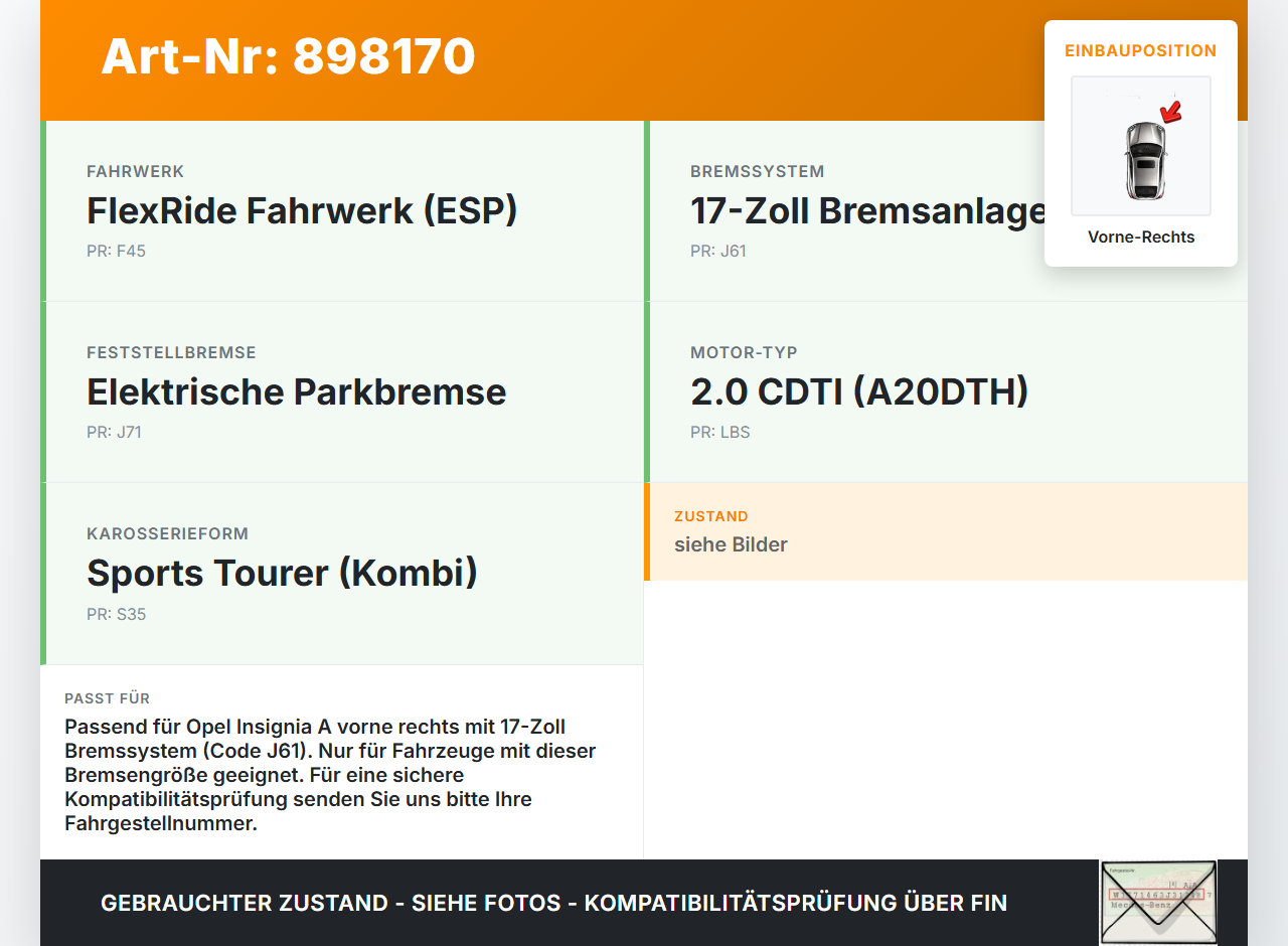 Opel Insignia A G09 08-13 CDTi 2,0 118KW Bremssattel Bremszange Vorne Rechts Opel Insignia A G09 08-13 15.12.2010... Vorschau 3