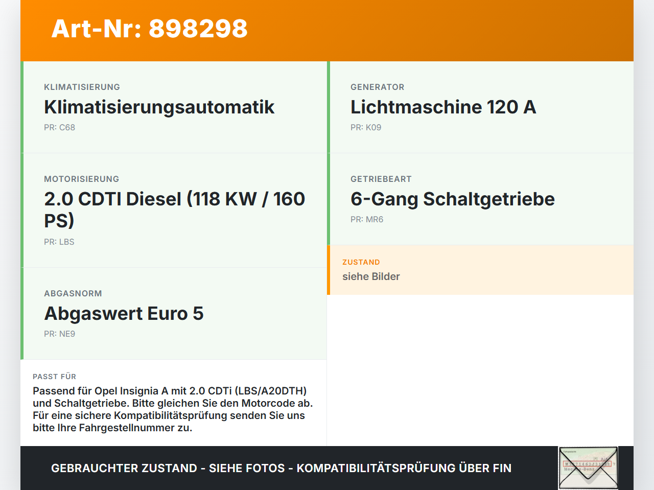Opel Insignia A G09 08-13 CDTi 2,0 118KW Ölkühler Opel Insignia A G09 08-13 15.12.2010 gebraucht Vorschau 3