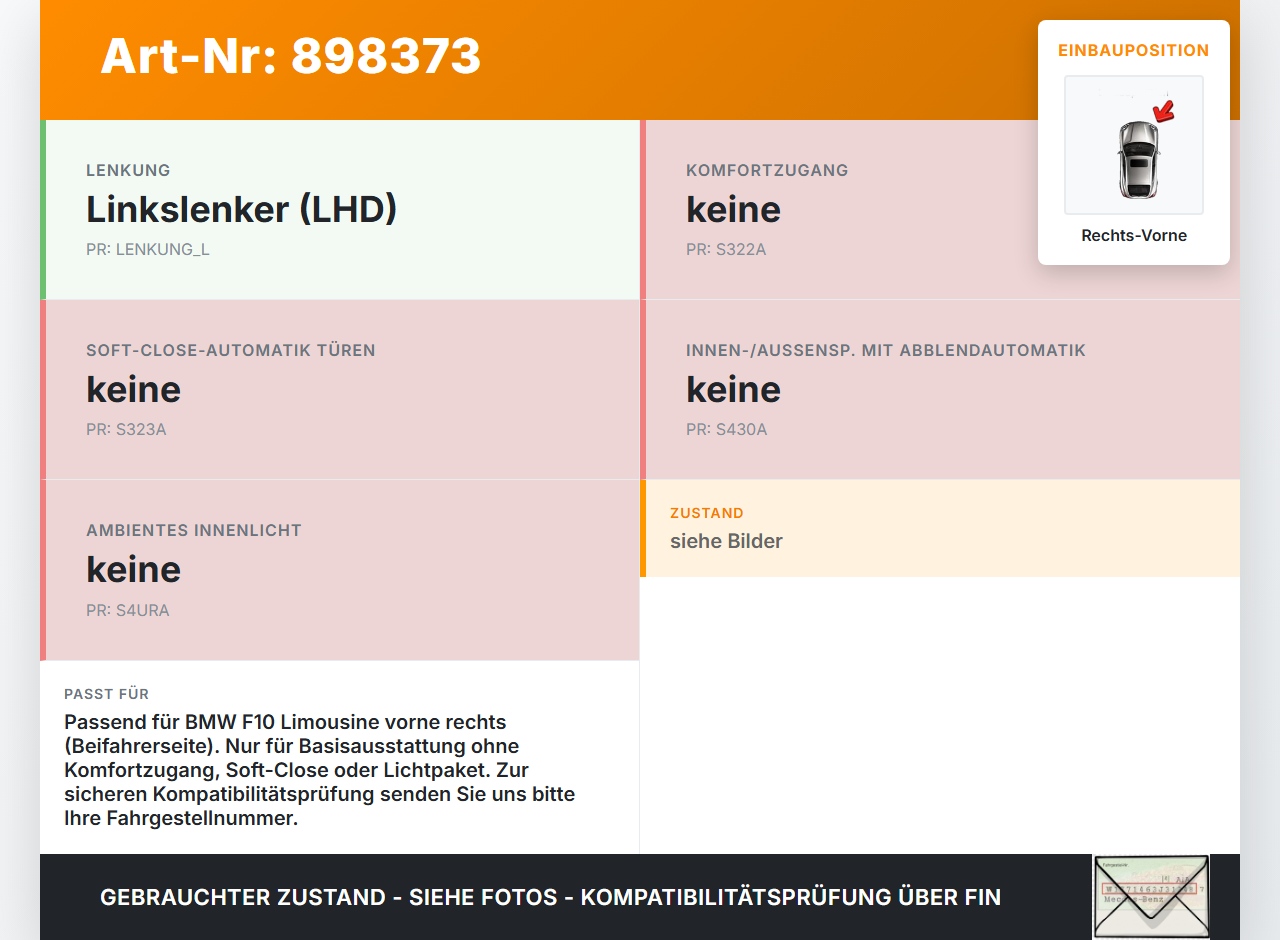 BMW F10 523i 10-13 Lim Kabelbaum für Tür und Fensterheber Rechts Vorne BMW F10 523i 10-13 21.05.2010 9219504 gebraucht Vorschau 3