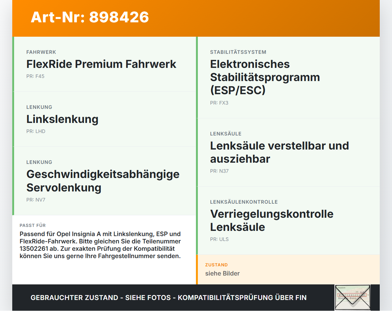 Opel Insignia A G09 08-13 Lenkwinkelsensor Opel Insignia A G09 08-13 15.12.2010 13502261 gebraucht Vorschau 3