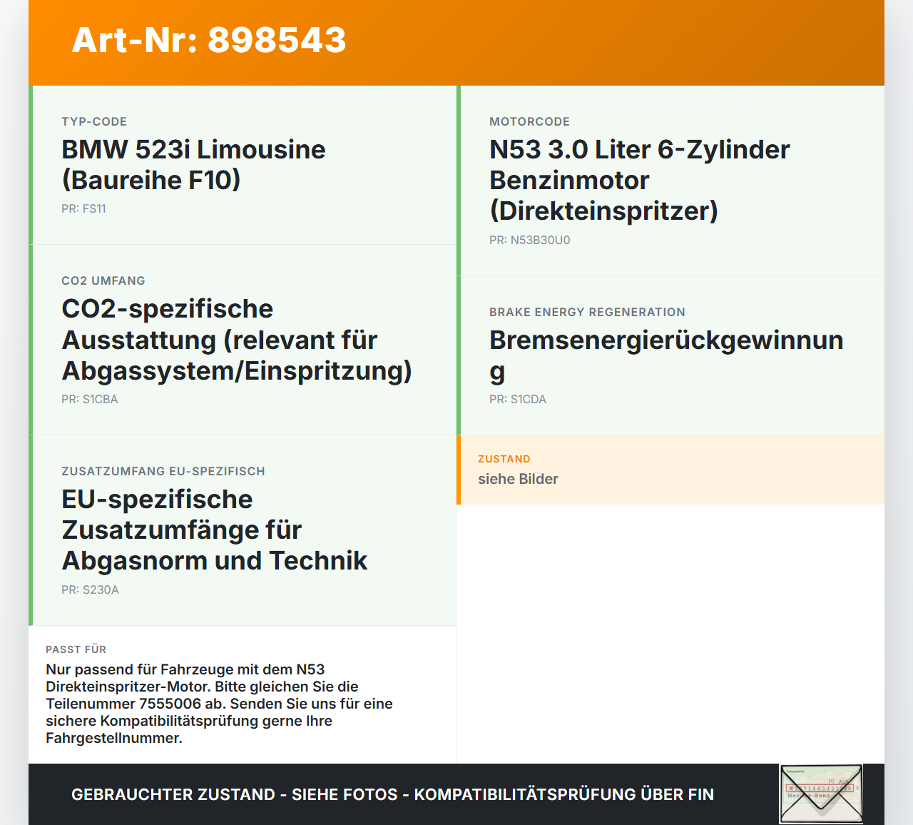 BMW F10 523i 10-13 3,0i 150KW Einspritzleiste Düsenstock für Einspritzanlage BMW F10 523i 10-13 21.05.2010 7535897... Vorschau 3