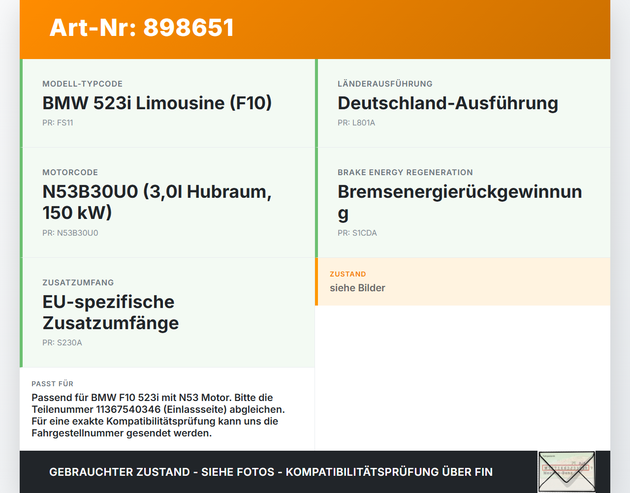BMW F10 523i 10-13 3,0i 150KW N53B30A Nockenwellenrad Einlass Verstellung für Nockenwelle BMW F10 523i 10-13... Vorschau 3