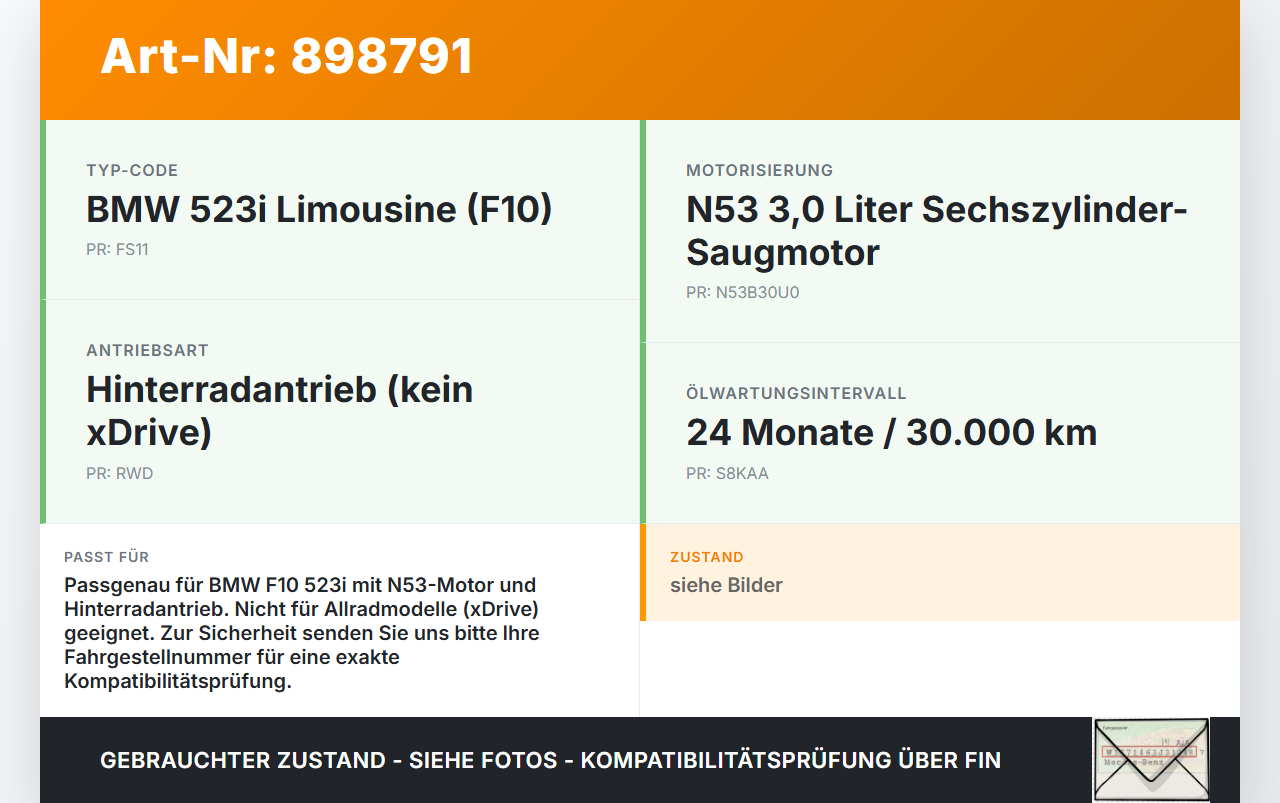 BMW F10 523i 10-13 3,0i 150KW N53B30A Ölwanne Motorwanne BMW F10 523i 10-13 21.05.2010 7556663 11.13-7556663-01... Vorschau 3
