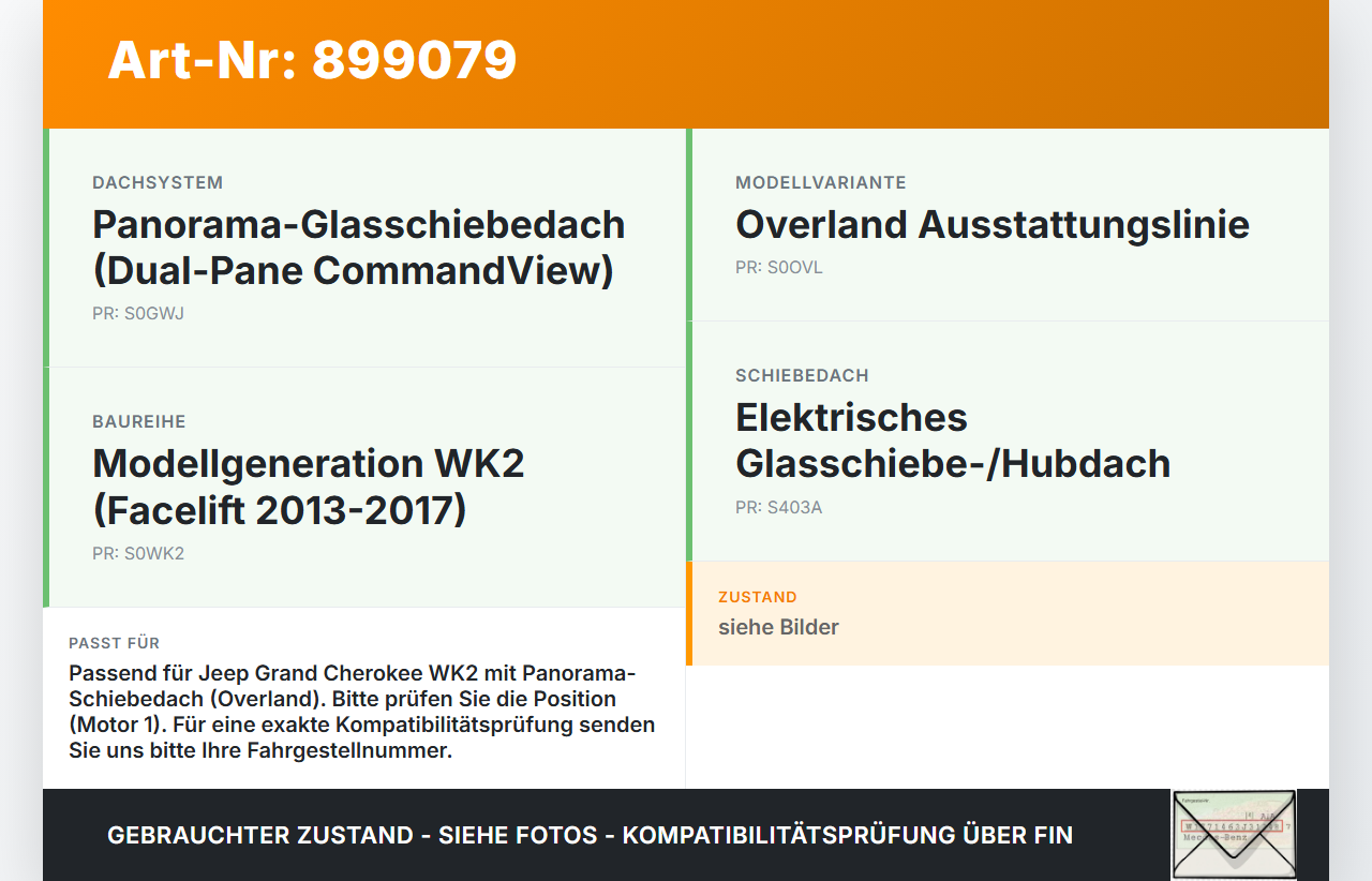 Jeep Grand Cherokee WK2 13-17 Schiebedachmotor Pos.1 Jeep Grand Cherokee WK2 13-17 28.08.2014 0000002173 gebraucht Vorschau 3
