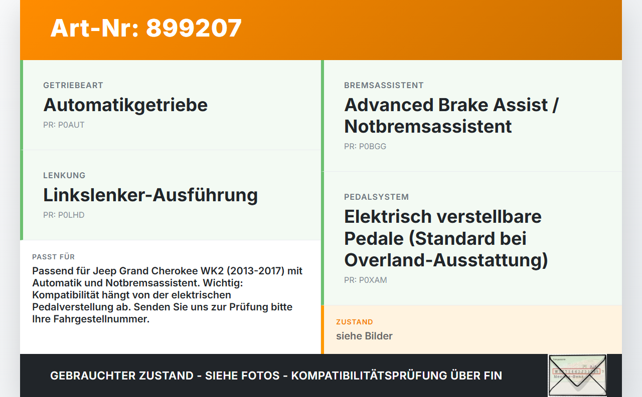 Jeep Grand Cherokee WK2 13-17 Bremse Bremspedal Pedal Jeep Grand Cherokee WK2 13-17 28.08.2014 gebraucht Vorschau 3