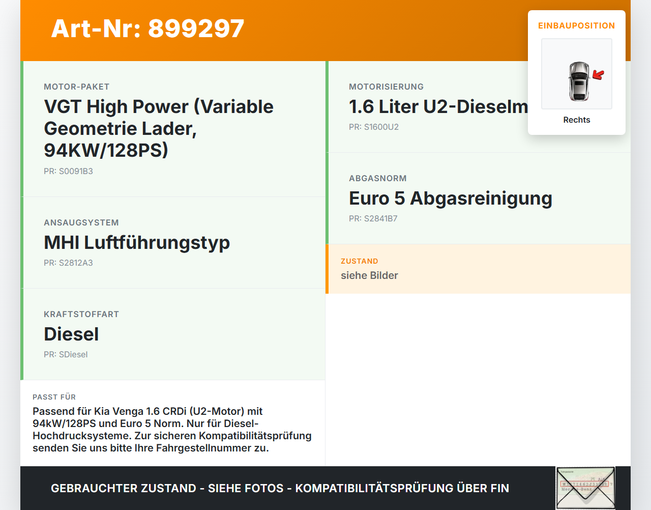 Kia Venga YN 09-15 1,6 94KW Verteilerrohr für Hochdruck Verteiler Rechts Kia Venga YN 09-15 26.11.2013 gebraucht Vorschau 3