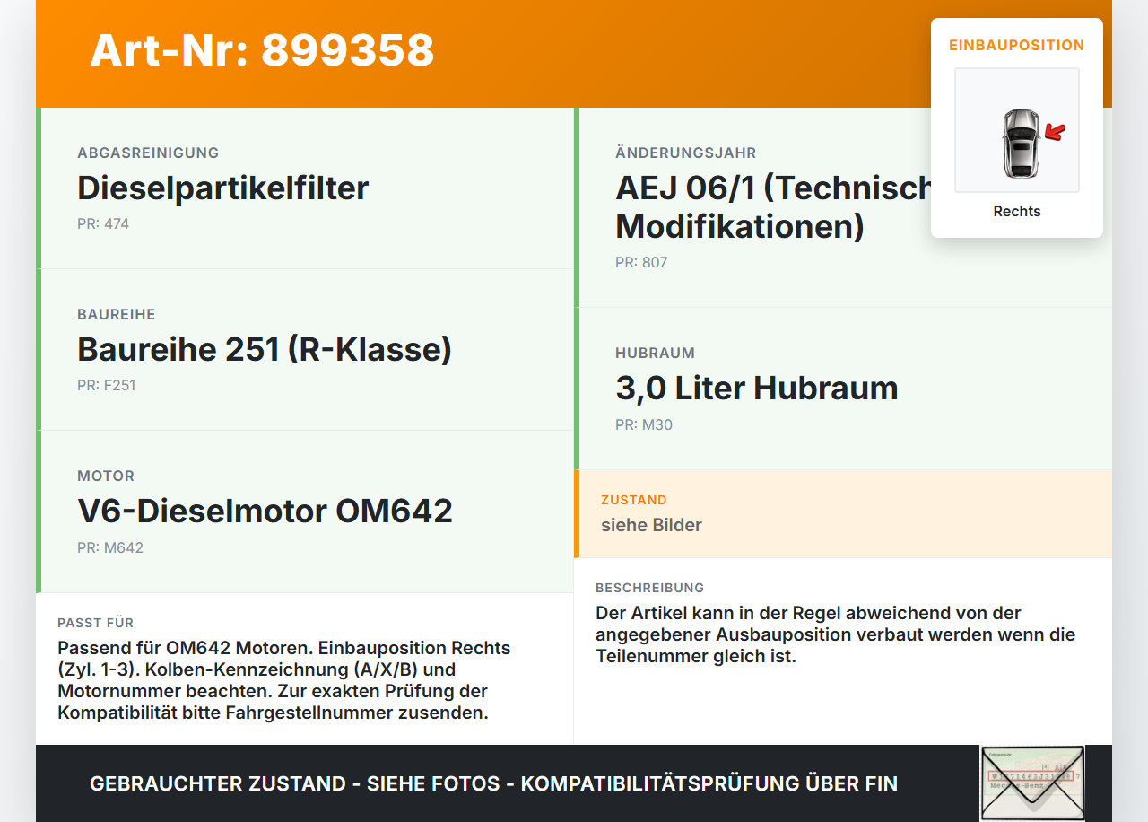 Mercedes R320 W251 06-10 CDI 3,0 165KW 642.950 Kolben mit Pleuel Pos D Rechts 1-3 Mercedes R320 W251 06-10... Vorschau 3