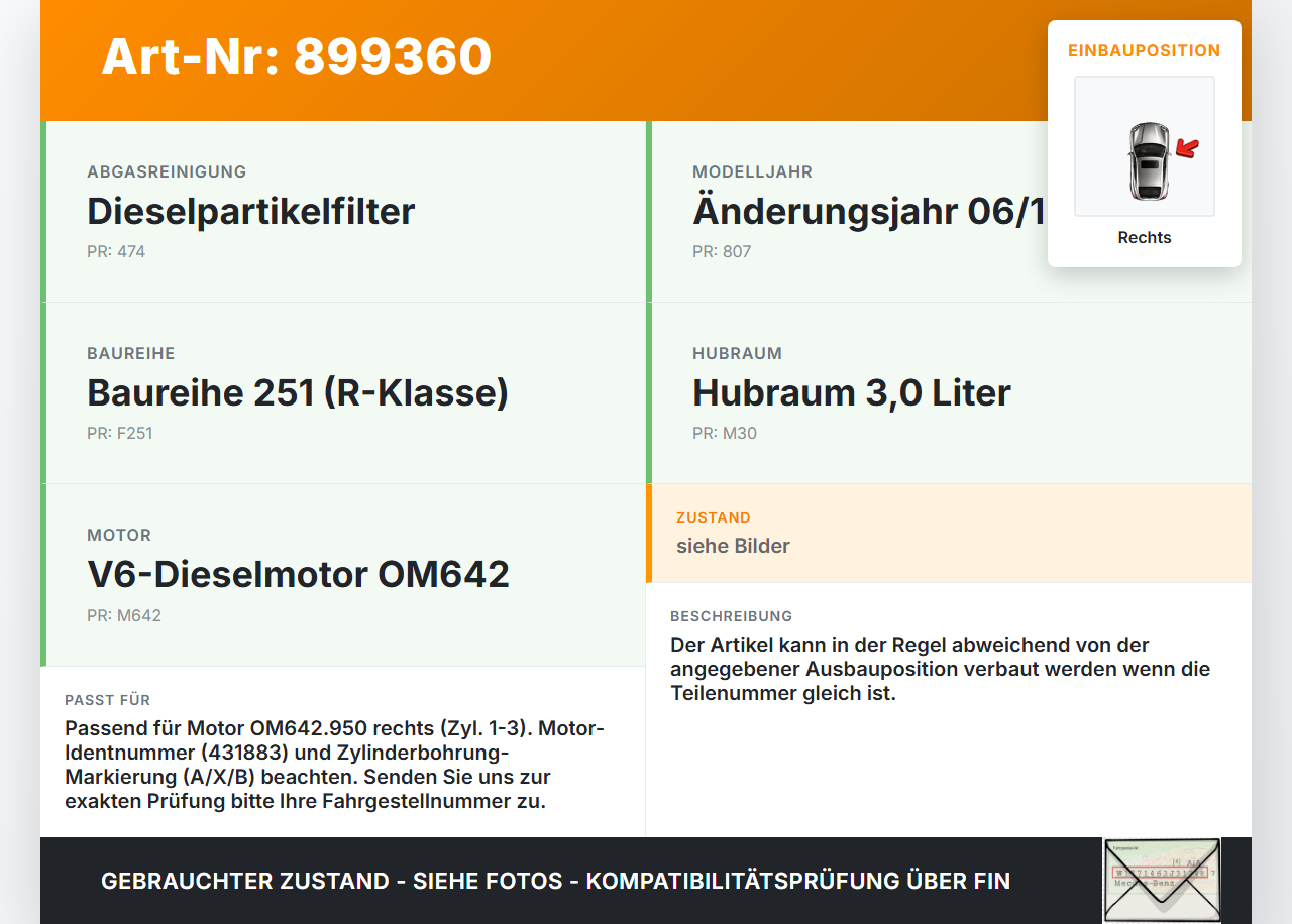 Mercedes R320 W251 06-10 CDI 3,0 165KW 642.950 Kolben mit Pleuel Pos F 1-3 Rechts Mercedes R320 W251 06-10... Vorschau 3