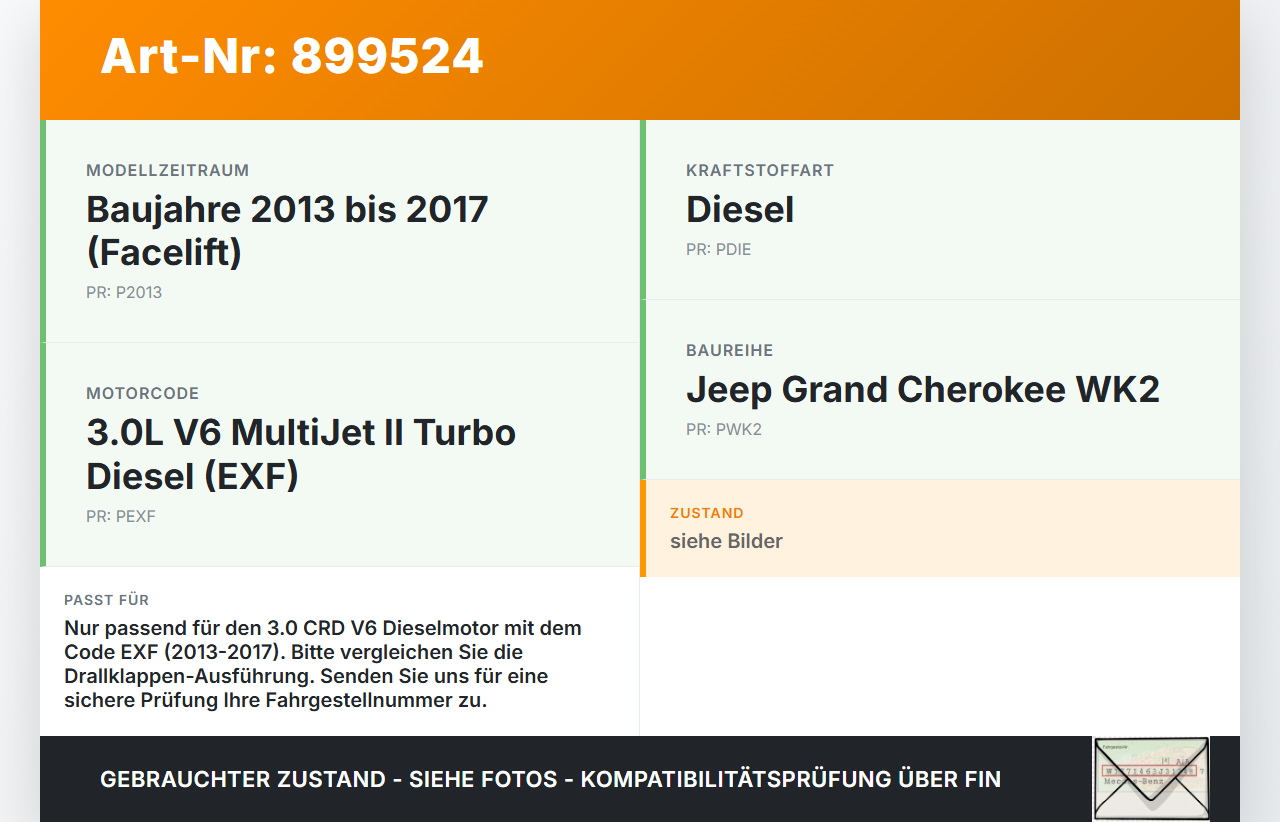 Jeep Grand Cherokee WK2 13-17 CRD 3,0  EXF Ansaugbrücke Ansaugkrümmer m. Drallklappen Jeep Grand Cherokee WK2 13-17... Vorschau 3