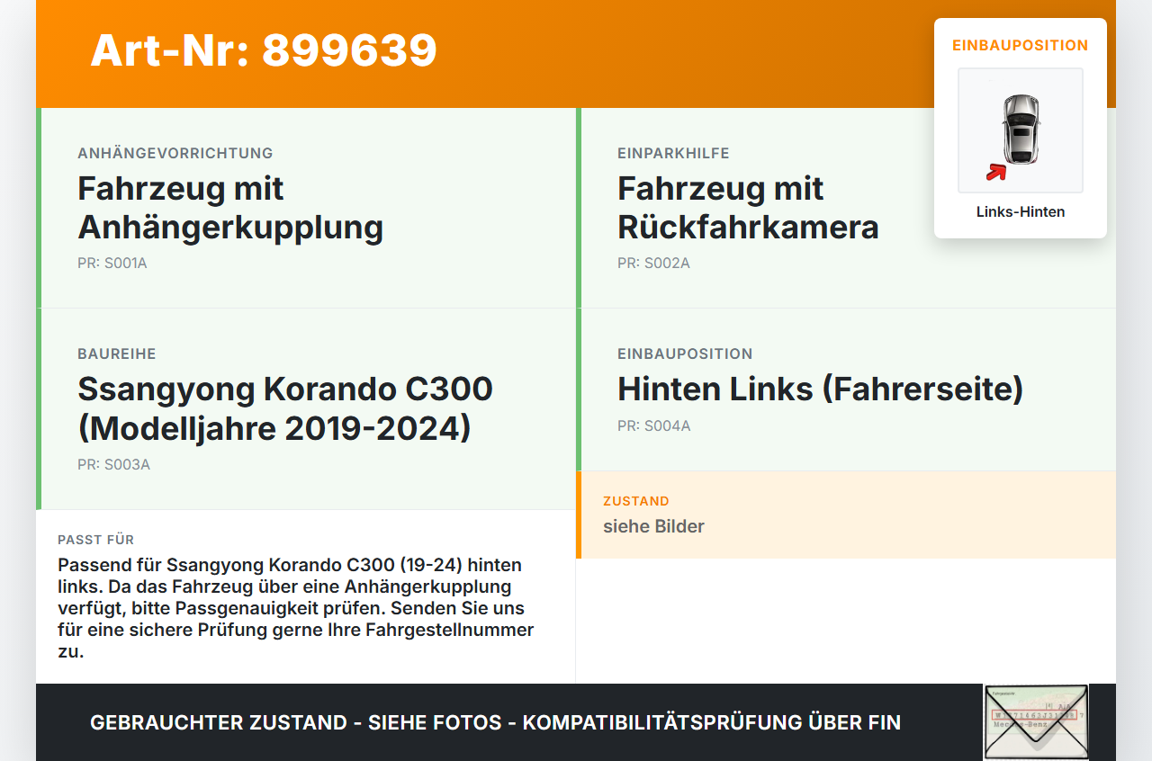 Ssangyong Korando C300 19-24 Halter Träger Aufnahme Führung für Stoßstange Links Hinten Ssangyong Korando C300... Vorschau 3