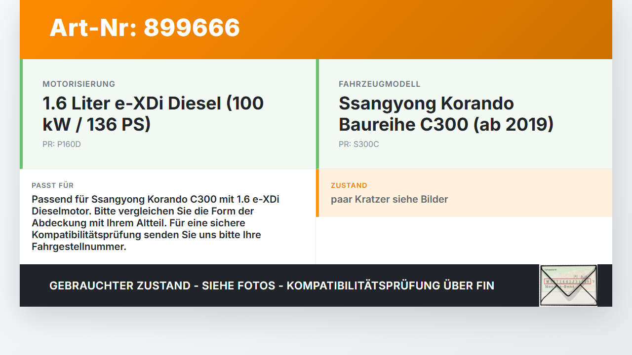 Ssangyong Korando C300 19-24 e-XDi 1,6 100KW Abdeckung für Motor Deckel Motorabdeckung Ssangyong Korando C300 19-24... Vorschau 3