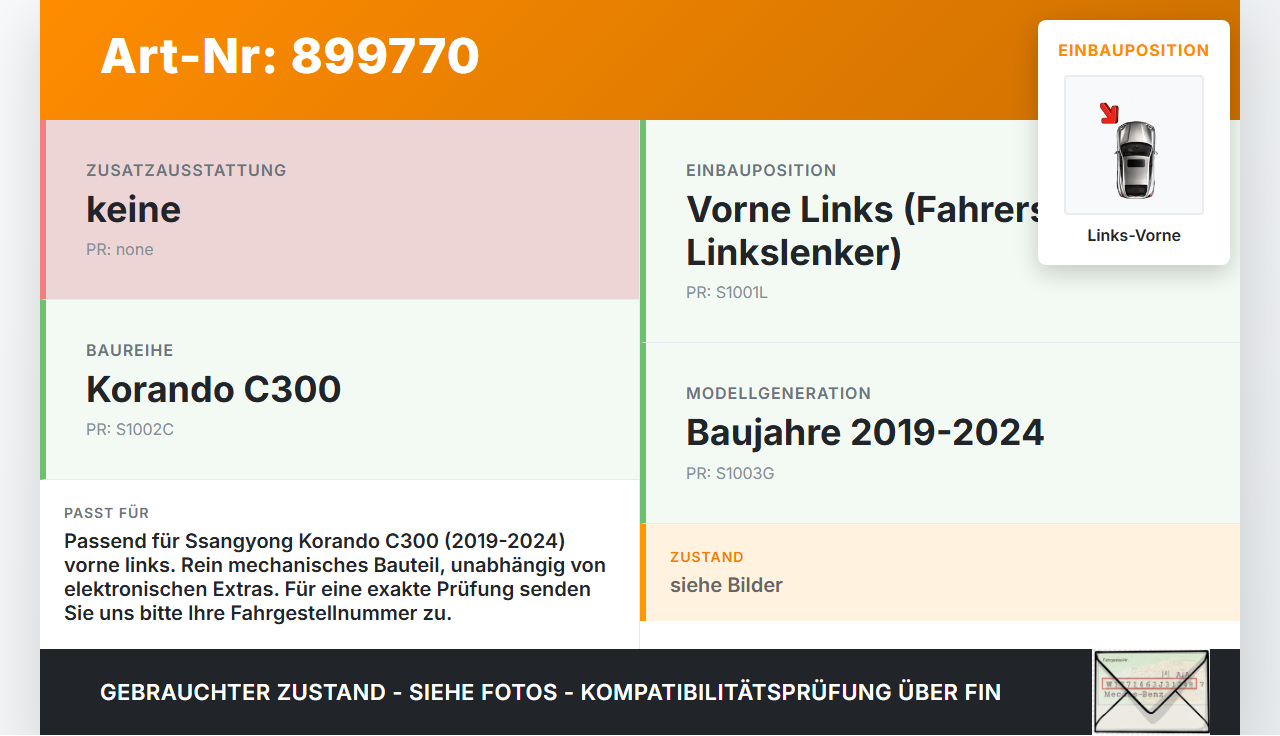 Ssangyong Korando C300 19-24 Türfangband Türbremse Türanschlag Links Vorne Ssangyong Korando C300 19-24 01.01.2019... Vorschau 3