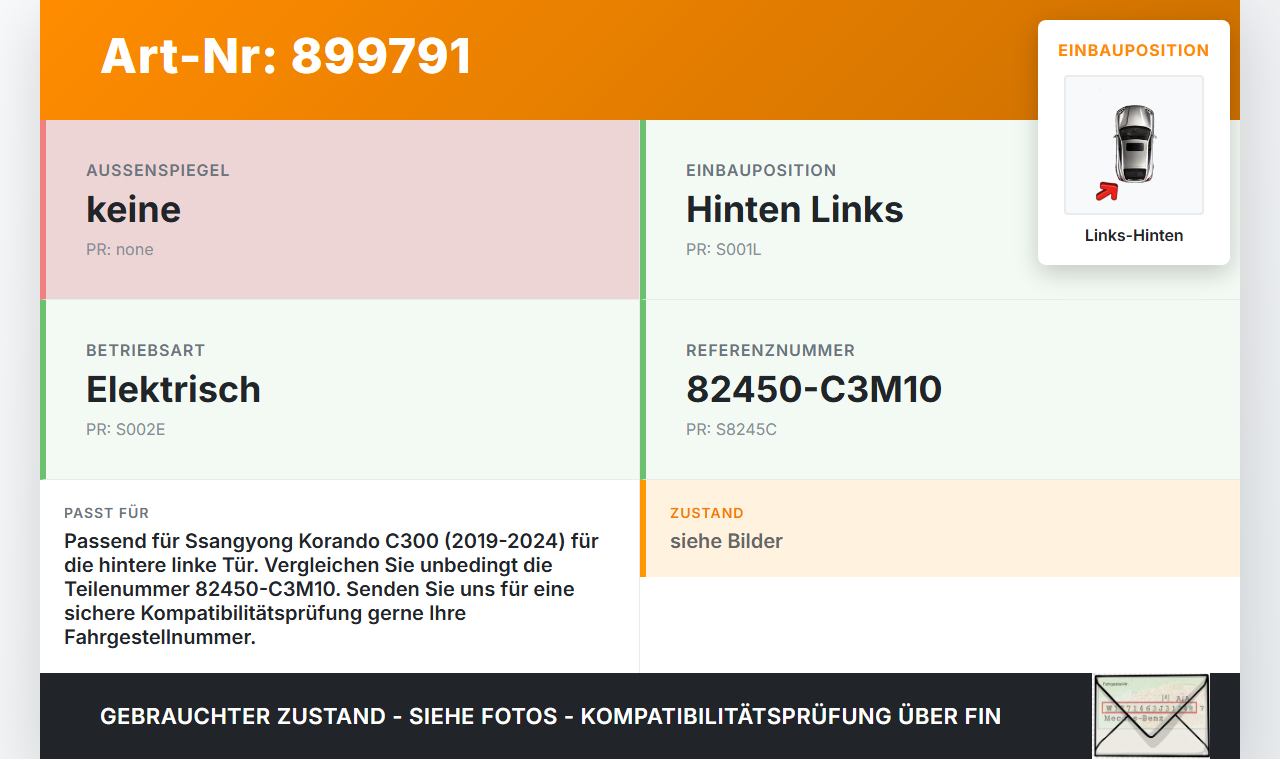 Ssangyong Korando C300 19-24 Fensterhebermotor mit Fensterheber Links Hinten Ssangyong Korando C300 19-24... Vorschau 3