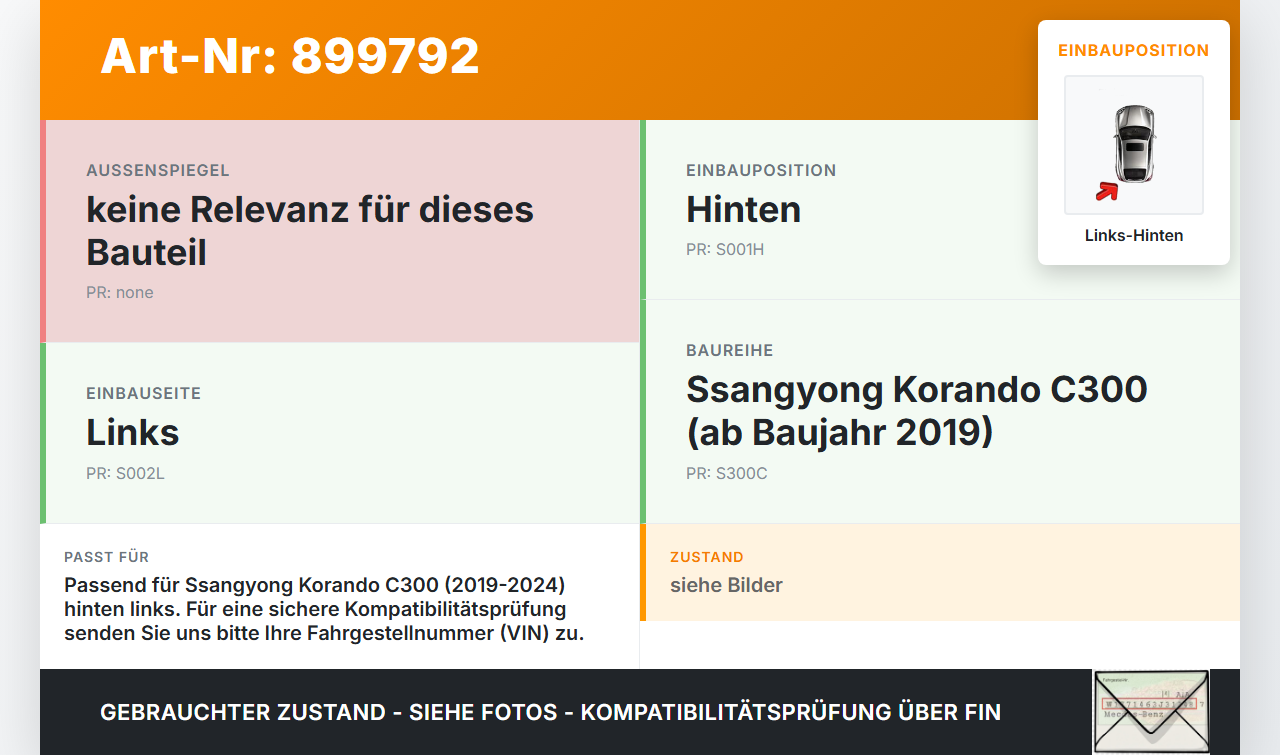 Ssangyong Korando C300 19-24 Türfangband Türbremse Türanschlag Links Hinten Ssangyong Korando C300 19-24 01.01.2019... Vorschau 3