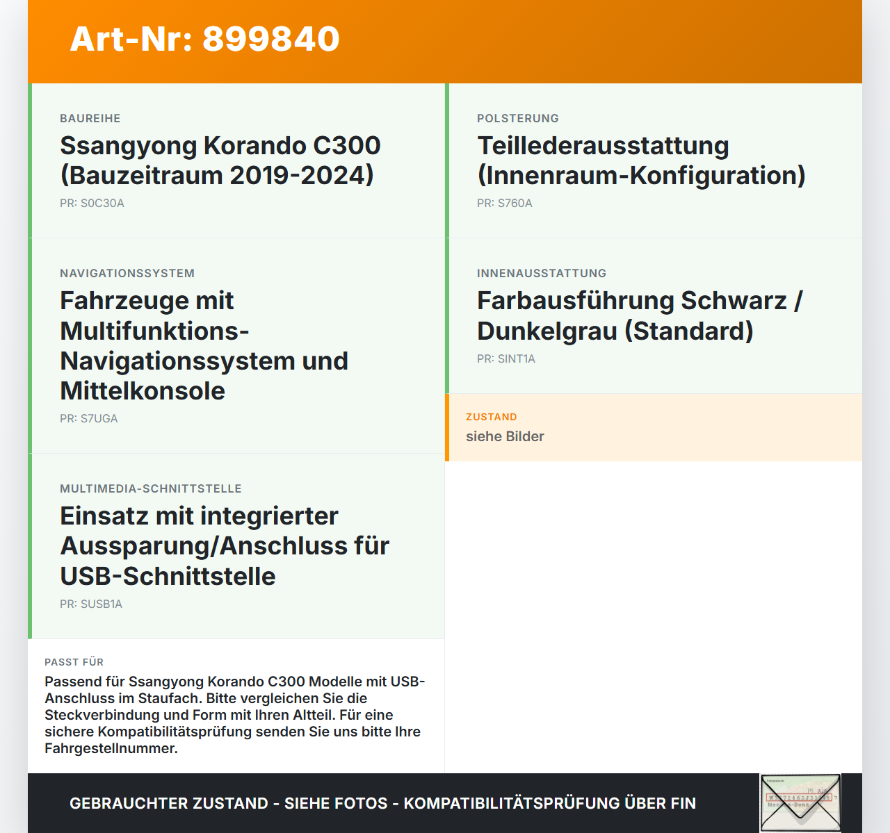 Ssangyong Korando C300 19-24 Einsatz für Ablagefach Staufach Fach USB Ssangyong Korando C300 19-24 01.01.2019 gebraucht Vorschau 3