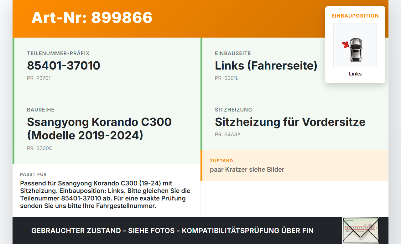 Ssangyong Korando C300 19-24 Schalter Regler für Sitzheizung Links Ssangyong Korando C300 19-24 01.01.2019... Vorschau 3