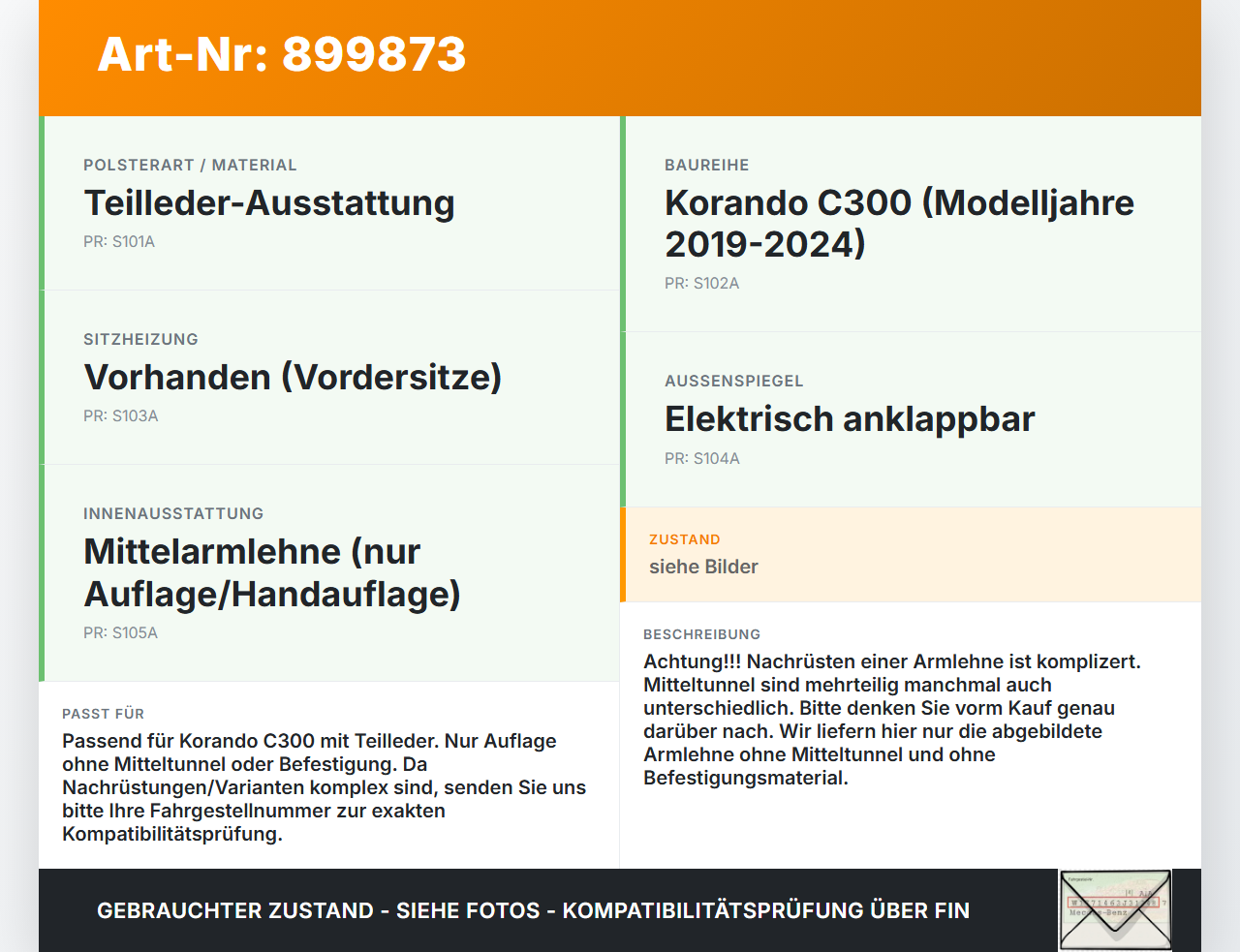 Ssangyong Korando C300 19-24 Armlehne Mittelarmlehne Auflage Ssangyong Korando C300 19-24 01.01.2019 gebraucht Vorschau 3