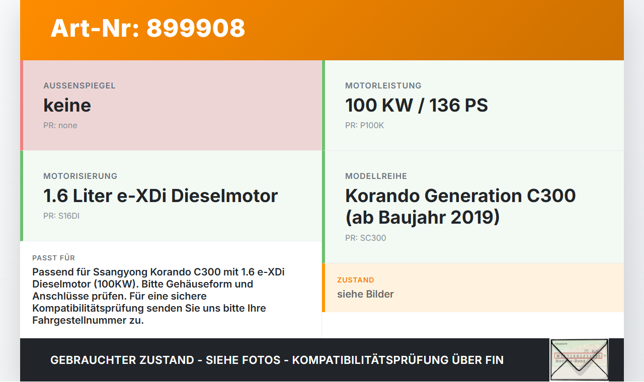Ssangyong Korando C300 19-24 e-XDi 1,6 100KW Luftfilterkasten Ssangyong Korando C300 19-24 01.01.2019 gebraucht Vorschau 3