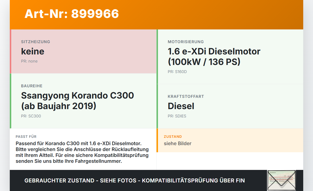 Ssangyong Korando C300 19-24 e-XDi 1,6 100KW Rücklauf Leitung Kraftstoffleitung Rücklaufleitung Ssangyong Korando... Vorschau 3