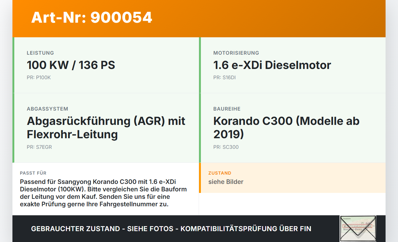 Ssangyong Korando C300 19-24 e-XDi 1,6 100KW Abgasleitung AGR Rohr Leitung Flexrohr Ssangyong Korando C300 19-24... Vorschau 3