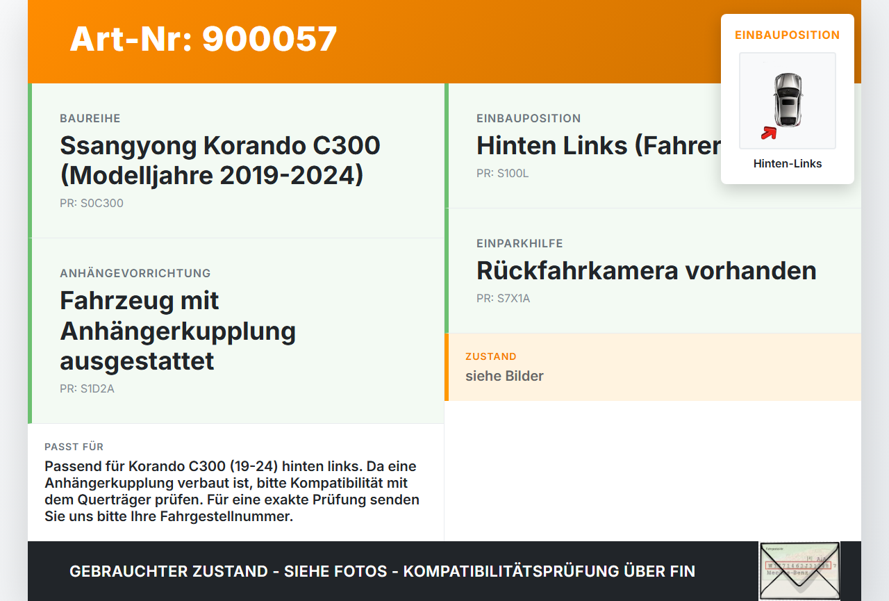 Ssangyong Korando C300 19-24 Pralldämpfer für Stoßstange Querträger Hinten Links Ssangyong Korando C300 19-24... Vorschau 3