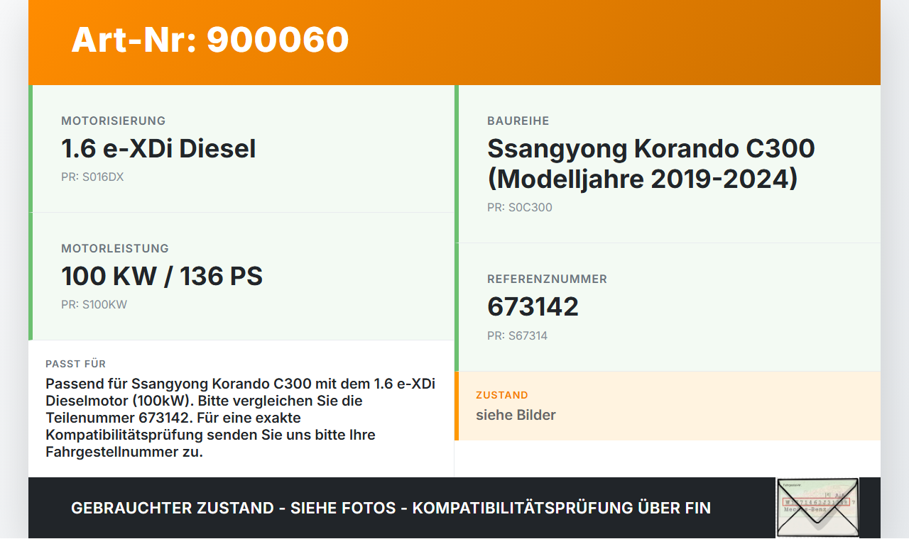 Ssangyong Korando C300 19-24 e-XDi 1,6 100KW Abgaskrümmer Ssangyong Korando C300 19-24 01.01.2019 673142 gebraucht Vorschau 3