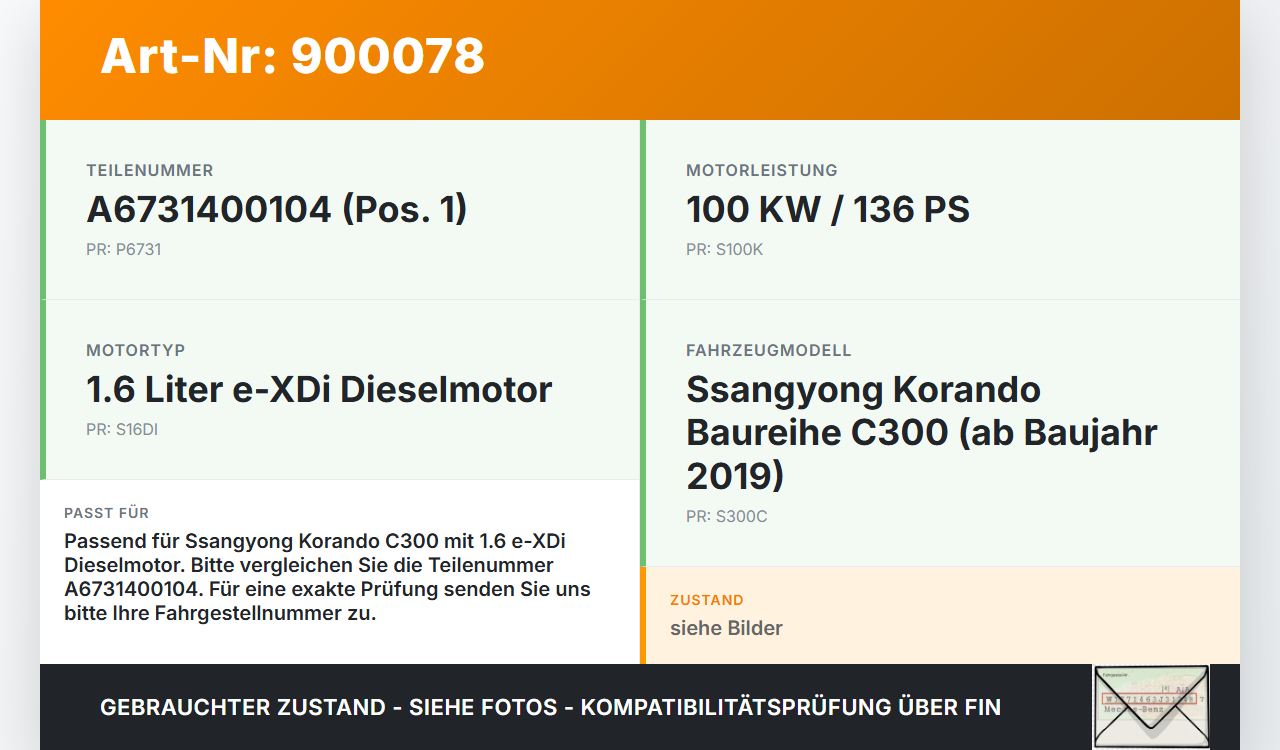 Ssangyong Korando C300 19-24 e-XDi 1,6 100KW Ansaugrohr Ladeluftschlauch Luftschlauch Pos.1 Ssangyong Korando C300... Vorschau 3