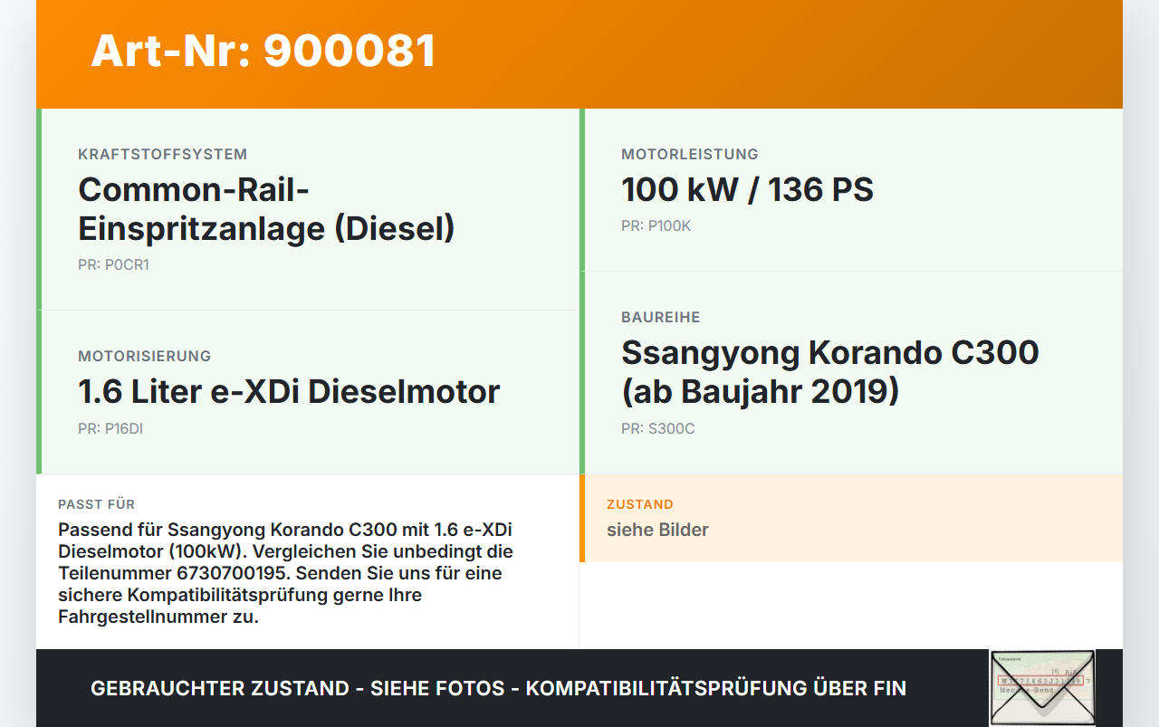 Ssangyong Korando C300 19-24 e-XDi 1,6 100KW Einspritzleiste Düsenstock für Einspritzanlage Ssangyong Korando C300... Vorschau 3