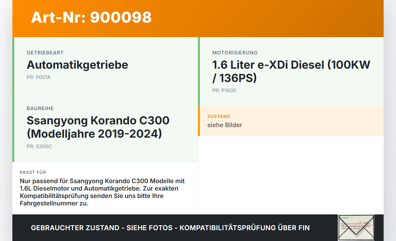 Ssangyong Korando C300 19-24 e-XDi 1,6 100KW Autom Schaltzug Schaltseilzug Schaltseil Ssangyong Korando C300 19-24... Vorschau 3