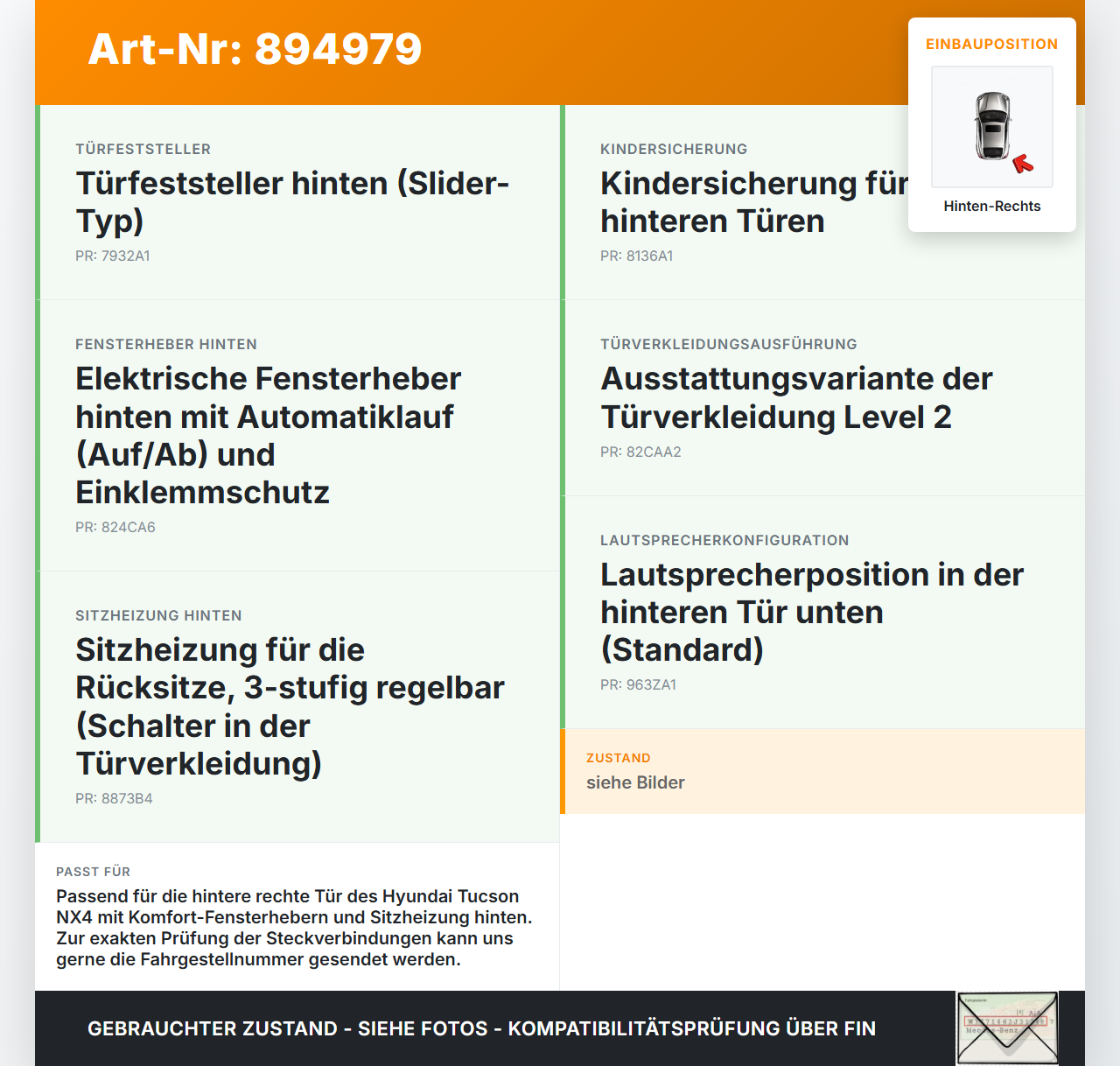 Hyundai Tucson IV NX4 20-24 Kabelbaum Leitungssatz für Tür und Fensterheber Hinten Rechts Hyundai Tucson IV NX4... Vorschau 3