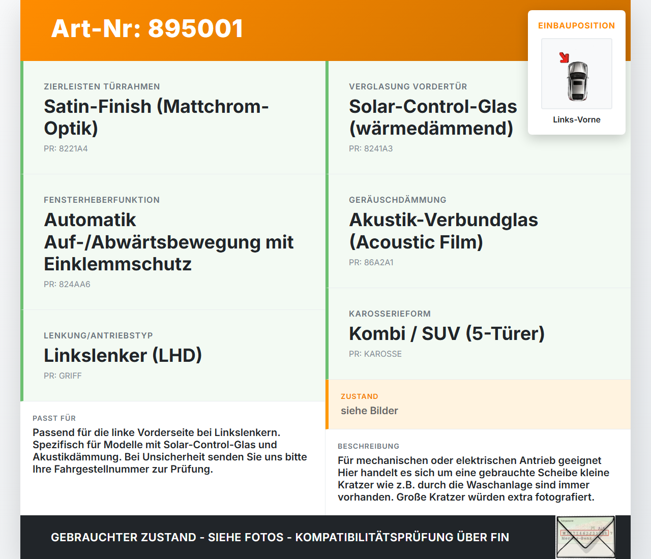 Hyundai Tucson IV NX4 20-24 Seitenscheibe LVK Fenster Türscheibe Links Vorne Hyundai Tucson IV NX4 20-24 17.12.2020... Vorschau 3