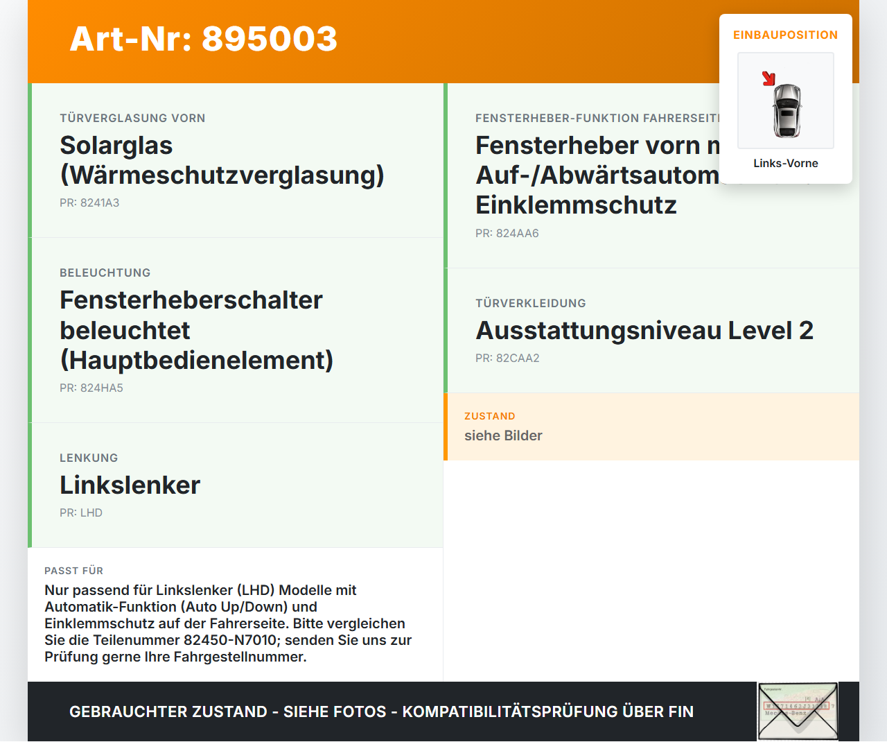 Hyundai Tucson IV NX4 20-24 Fensterhebermotor mit Fensterheber Links Vorne Hyundai Tucson IV NX4 20-24 17.12.2020... Vorschau 3