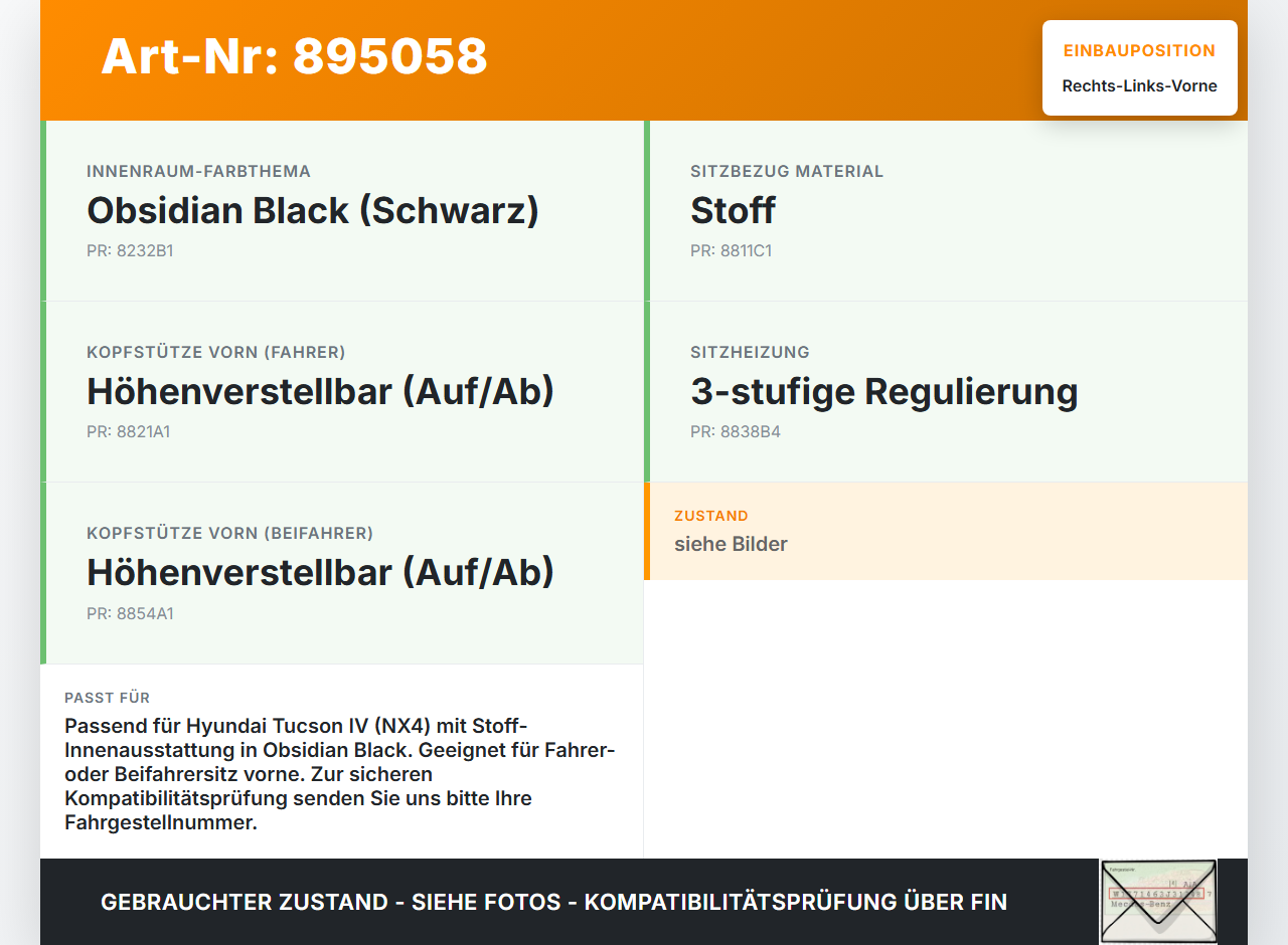 Hyundai Tucson IV NX4 20-24 Kopfstütze für Fahrer Sitz Rechts oder Links Vorne Hyundai Tucson IV NX4 20-24... Vorschau 3