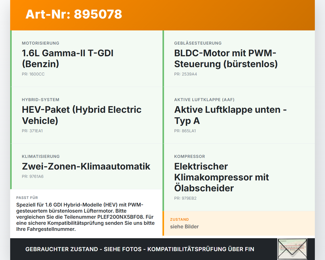 Hyundai Tucson IV NX4 20-24 Hybrid 1,6 132KW Lüftermotor für Ventilator Kühler Hyundai Tucson IV NX4 20-24... Vorschau 3