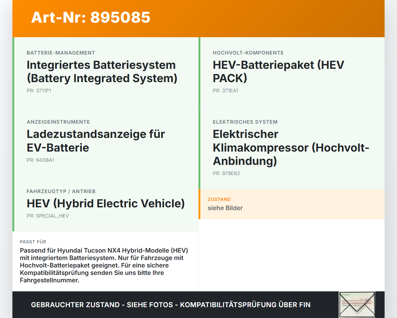 Hyundai Tucson IV NX4 20-24 Brücke Klemme Verteiler für Hochvolt- Batterie Hyundai Tucson IV NX4 20-24 17.12.2020... Vorschau 3