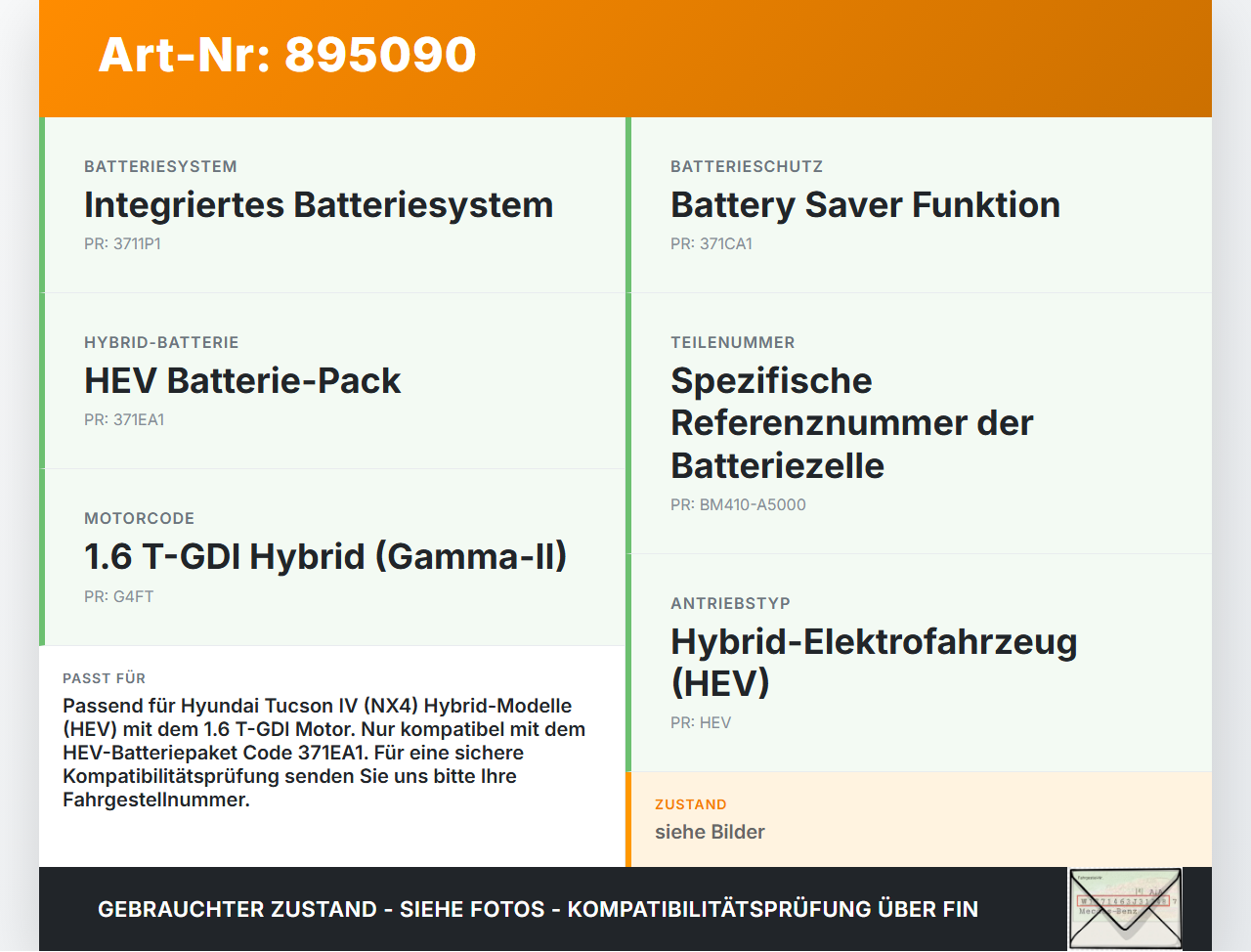 Hyundai Tucson IV NX4 20-24 Zelle Akku Hybrid Batterie Li-on 29,4V Pos.8 Hyundai Tucson IV NX4 20-24 17.12.2020... Vorschau 3