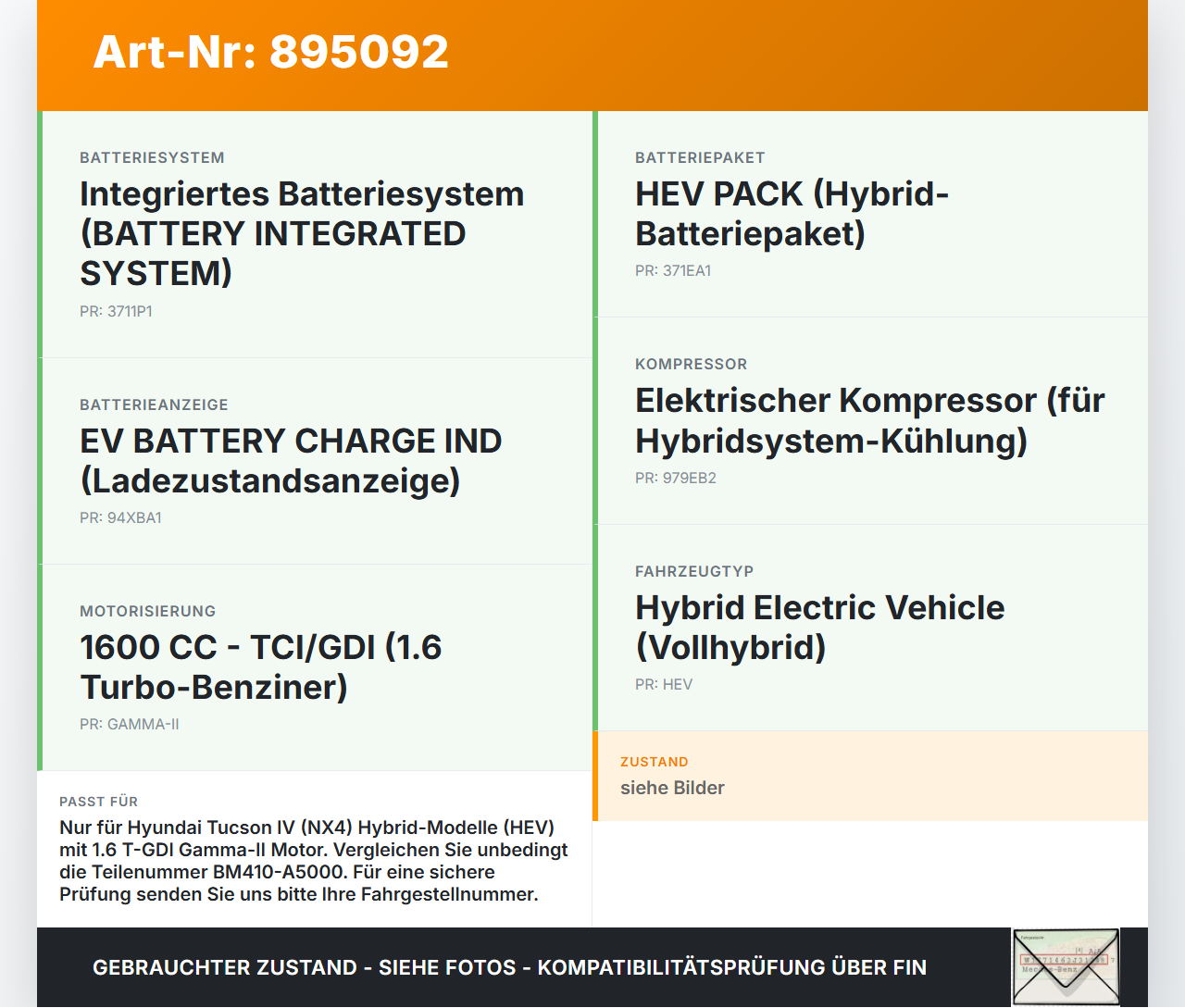 Hyundai Tucson IV NX4 20-24 Zelle 8S Akku Hybrid Batterie Li-on 29,4V Pos.9 Hyundai Tucson IV NX4 20-24 17.12.2020... Vorschau 3