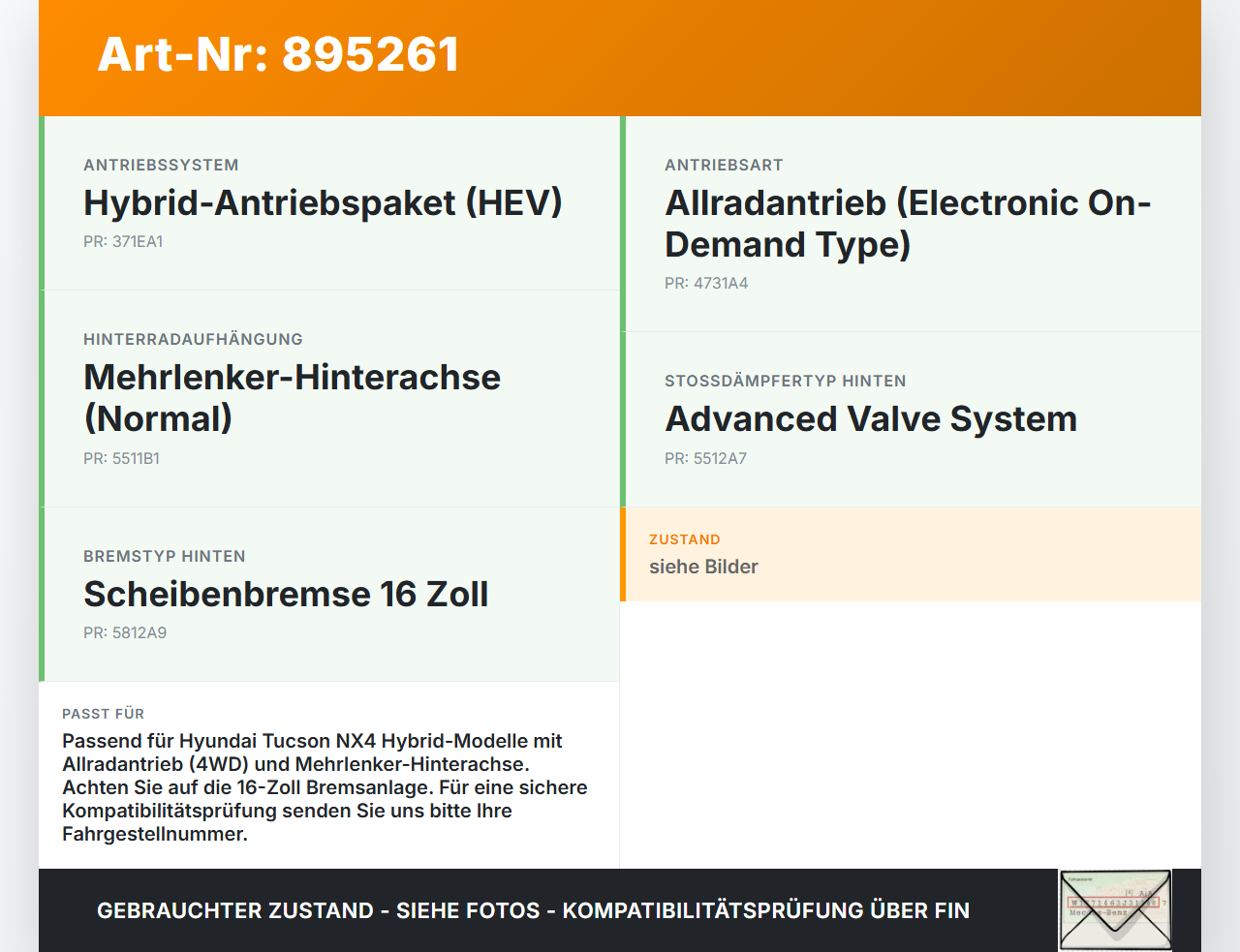 Hyundai Tucson IV NX4 20-24 Hinterachse Achse Achsträger Hyundai Tucson IV NX4 20-24 17.12.2020 55405N9250... Vorschau 3