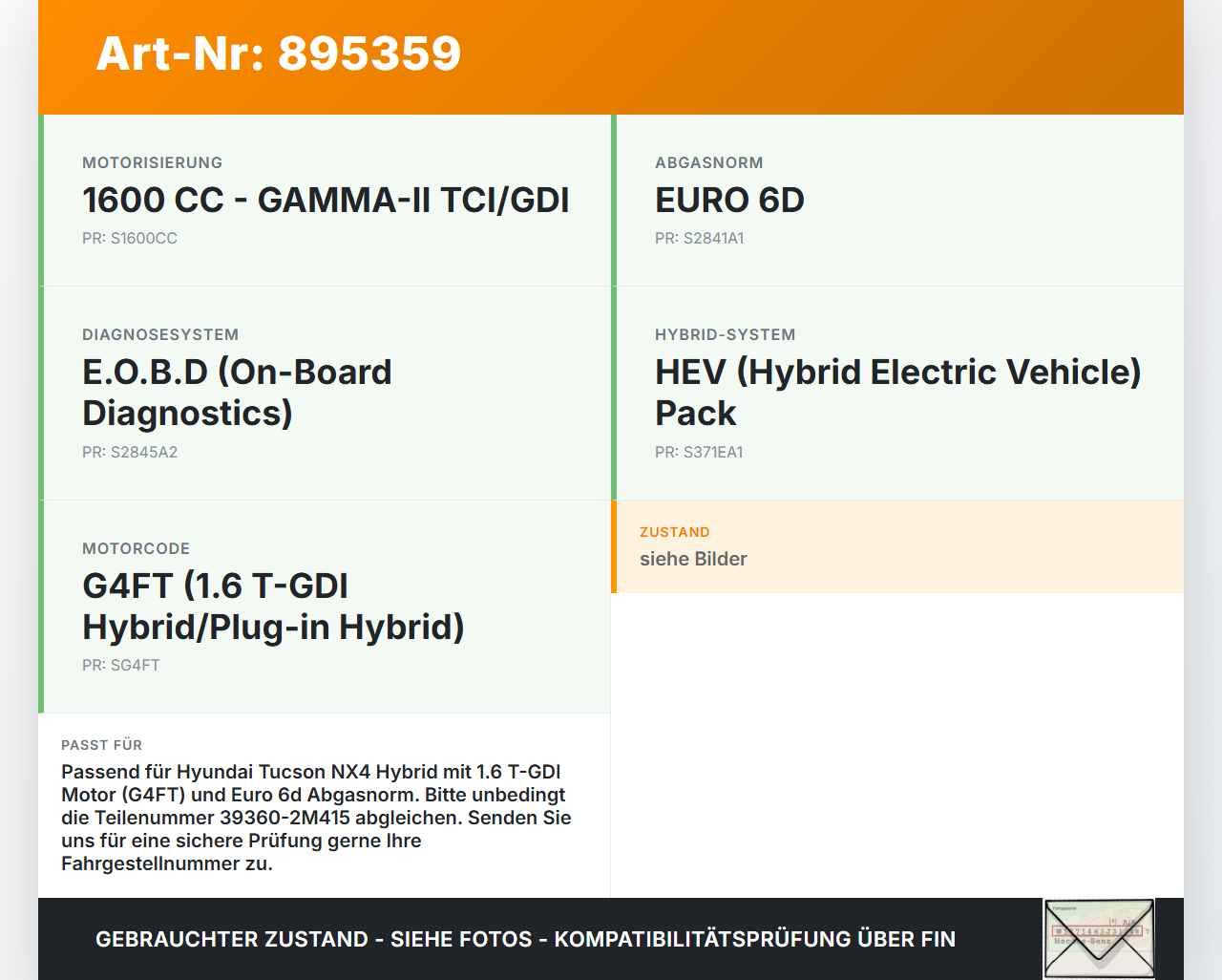 Hyundai Tucson IV NX4 20-24 Hybrid 1,6 132KW G4FT Differenzdrucksensor Hyundai Tucson IV NX4 20-24 17.12.2020... Vorschau 3
