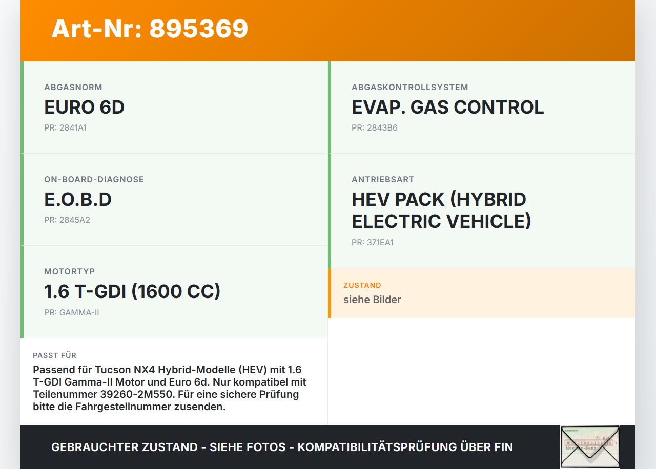 Hyundai Tucson IV NX4 20-24 Hybrid 1,6 132KW Sensor Abgastemperatursensor Abgassonde Hyundai Tucson IV NX4 20-24... Vorschau 3