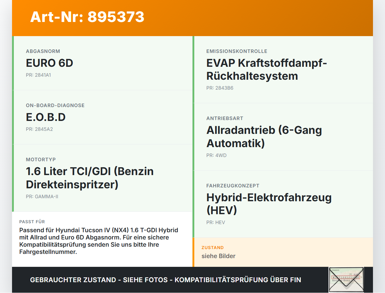 Hyundai Tucson IV NX4 20-24 Hybrid 1,6 132KW Katalysator Kat Hyundai Tucson IV NX4 20-24 17.12.2020 289G02M700 gebraucht Vorschau 3