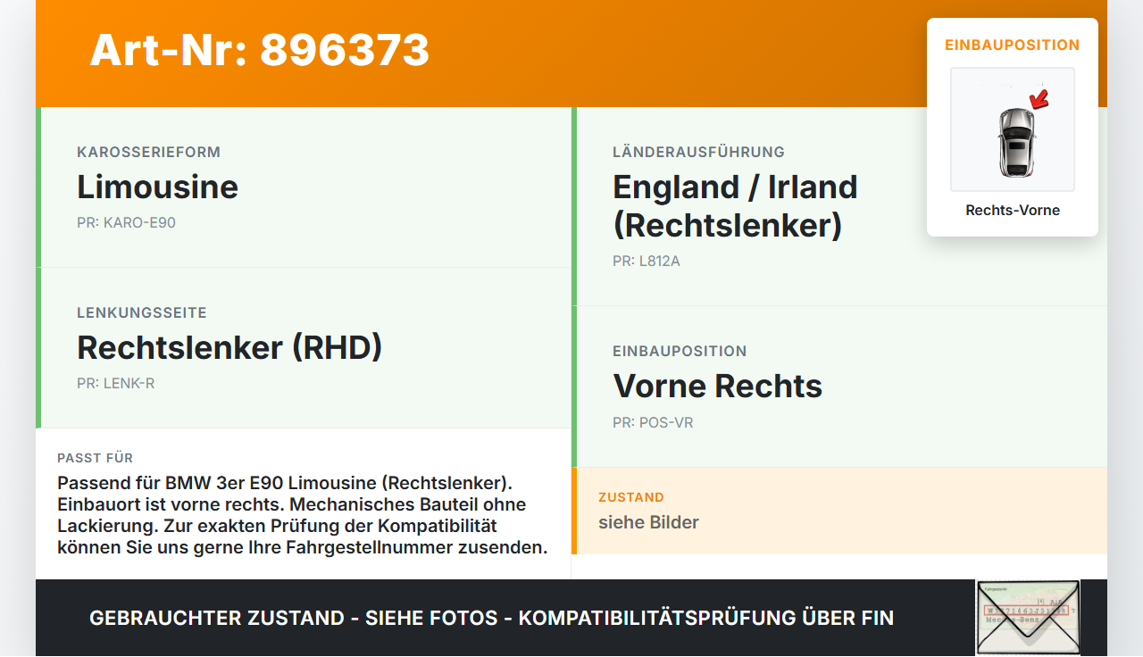 BMW E90 3er 325d 06-09 Lim Türfangband Türbremse Türanschlag Rechts Vorne BMW E90 3er 325d 06-09 29.04.2008 7259243... Vorschau 3