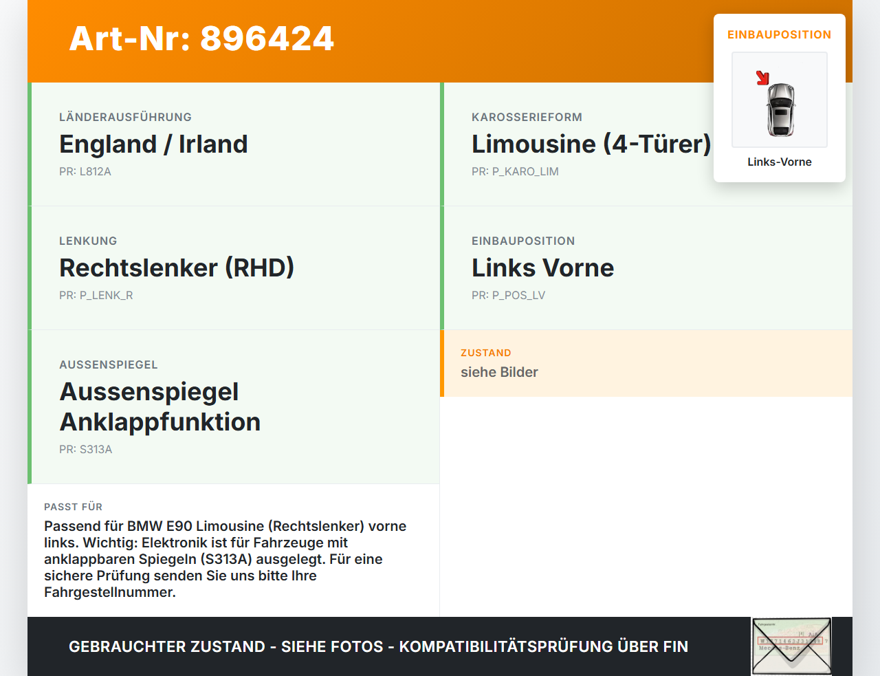 BMW E90 3er 325d 06-09 Lim Fensterhebermotor mit Fensterheber Links Vorne BMW E90 3er 325d 06-09 29.04.2008... Vorschau 3