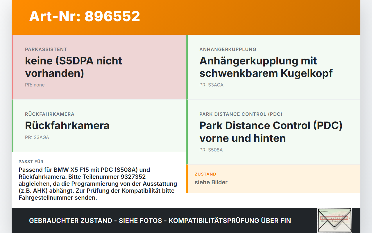 BMW X5 F15 13-18 Steuergerät ECU Modul Einparkhilfe PDC SG BMW X5 F15 13-18 21.06.2013 9327352 66.33-9327352-01... Vorschau 3