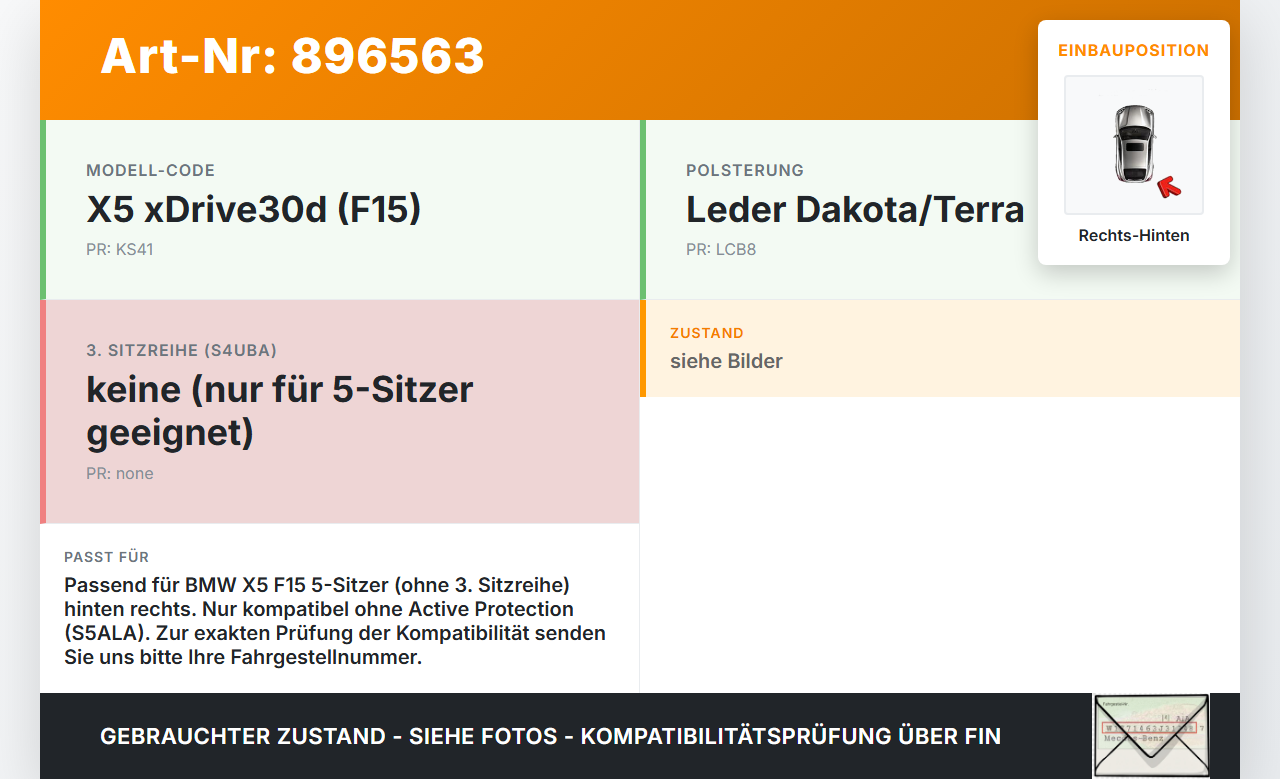 BMW X5 F15 13-18 Gurt Sicherheitsgurt Rechts Hinten BMW X5 F15 13-18 21.06.2013 7343642 7211-7343642 gebraucht Vorschau 3