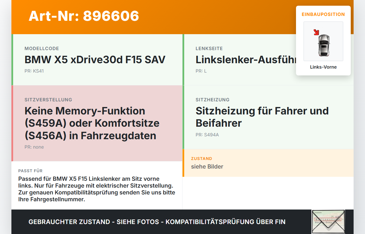 BMW X5 F15 13-18 Stellmotor für Elektr. Sitzverstellung Links Vorne BMW X5 F15 13-18 21.06.2013 7314221 52107314221... Vorschau 3