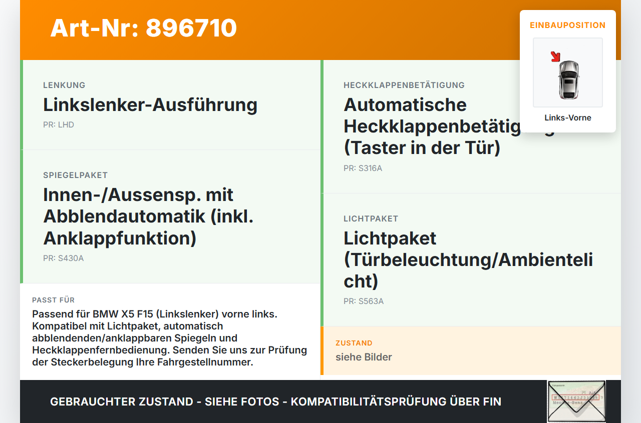 BMW X5 F15 13-18 Kabelbaum Tür und Fensterheber Links Vorne BMW X5 F15 13-18 21.06.2013 9325958 61129325958 9323361... Vorschau 3